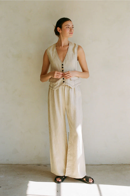 Linen Sleeveless Vest