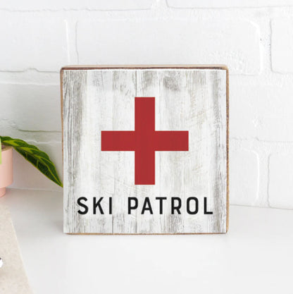 Ski Patrol Decorative Wooden Block