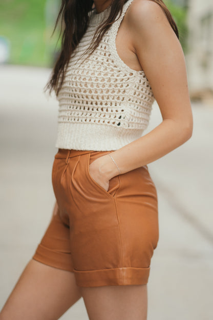 Faye Leather Bermuda Shorts