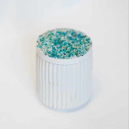 Turq Cemented Fluted Jar w/Lid