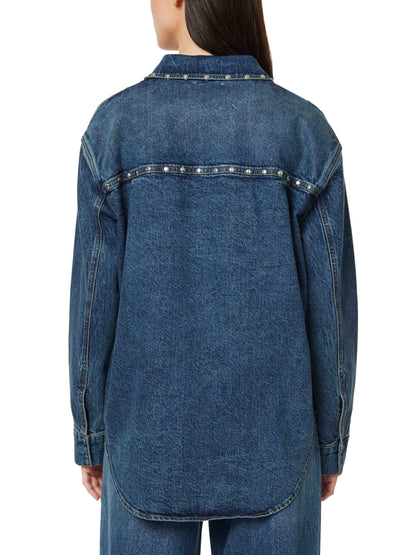 Denim Shirt Jacket w/studs