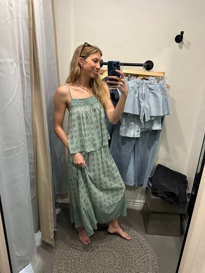 Green Boho Skirt