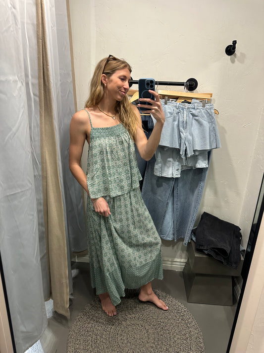 Green Boho Skirt