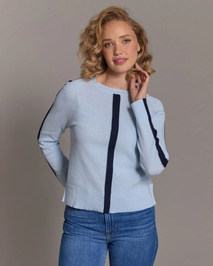Cotton Cashmere Center Stripe Crew