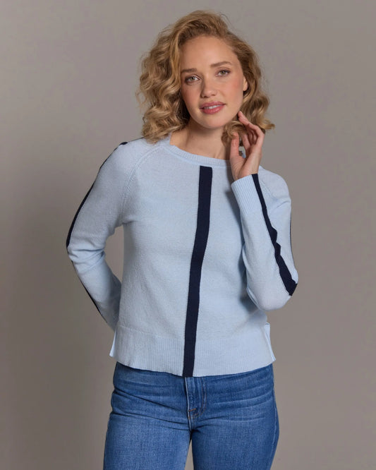 Cotton Cashmere Center Stripe Crew