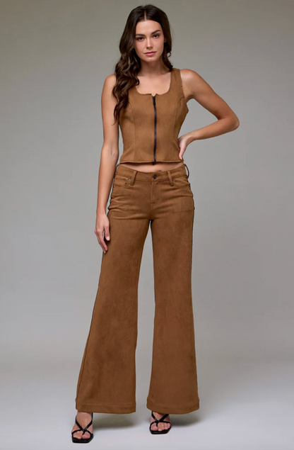 Caramel Suede Bodycon Top