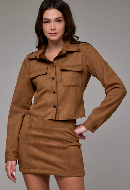Caramel Suede Button Up Shirt