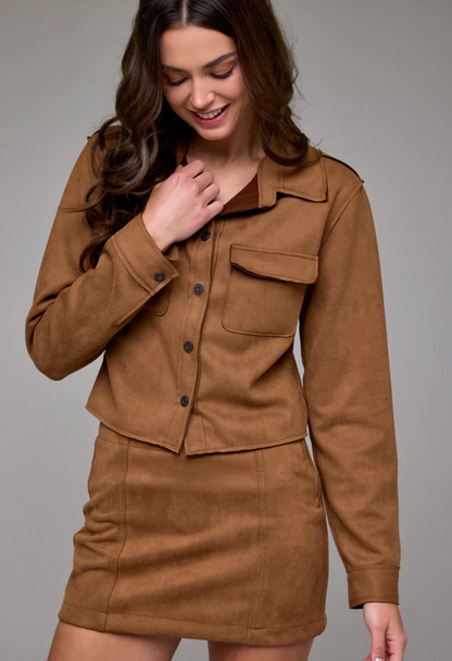 Caramel Suede Button Up Shirt