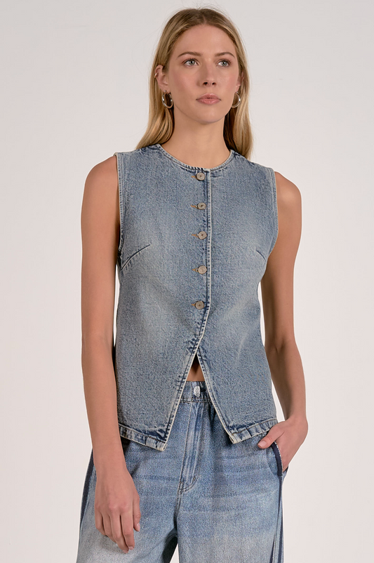 Button Denim Vest