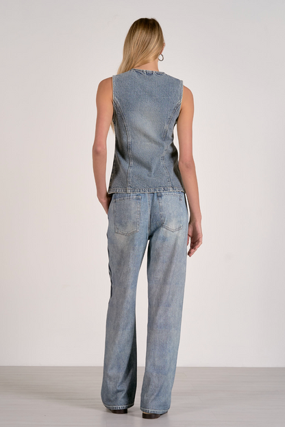 Button Denim Vest
