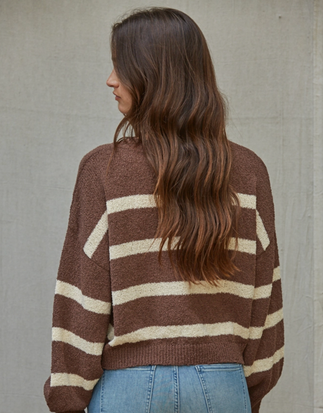 Knit Sweater Striped Crewneck Top