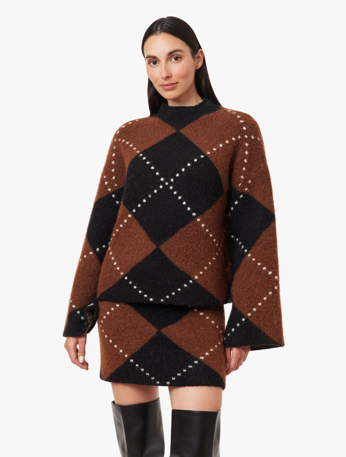 Argyle Mock Neck Sweater