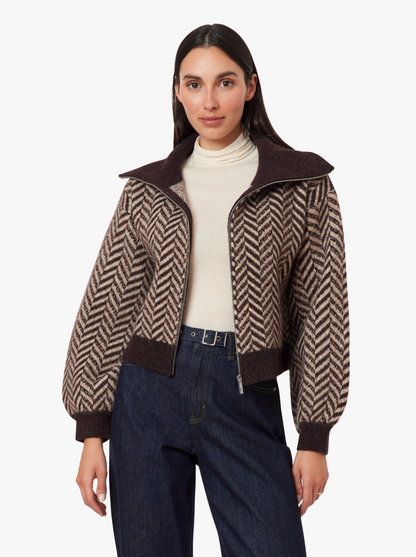 Herringbone Zip Front Cardigan