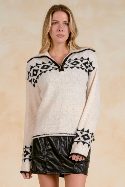 Aztec 3/4 Zip Sweater