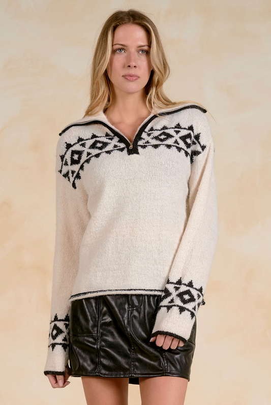 Aztec 3/4 Zip Sweater