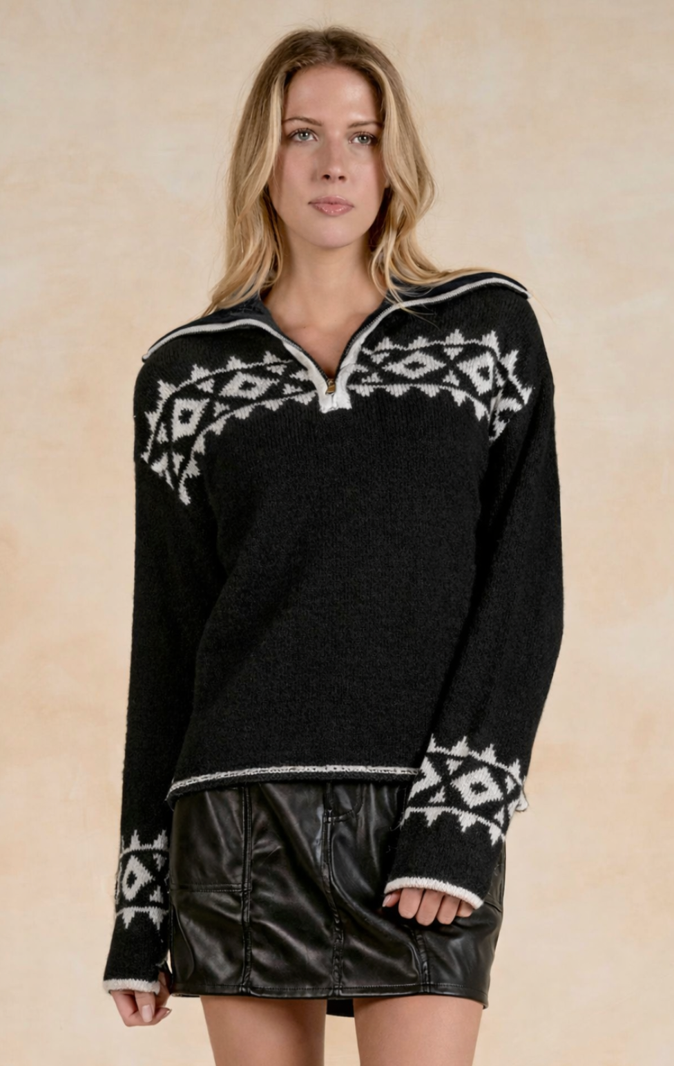 Aztec 3/4 Zip Sweater