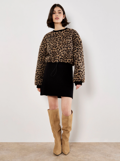Leopard Boucle Tie Sweater