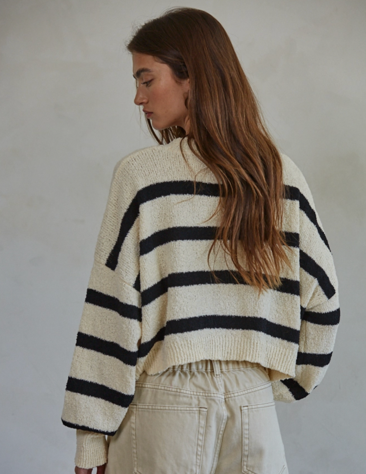 Knit Sweater Striped Crewneck Top