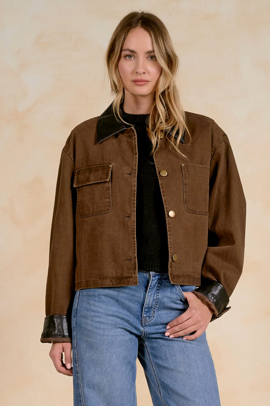 Jacket with Leather Trim
