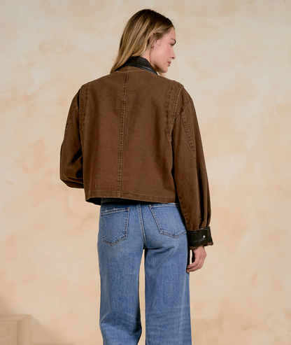 Jacket with Leather Trim