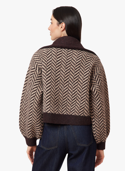 Herringbone Zip Front Cardigan