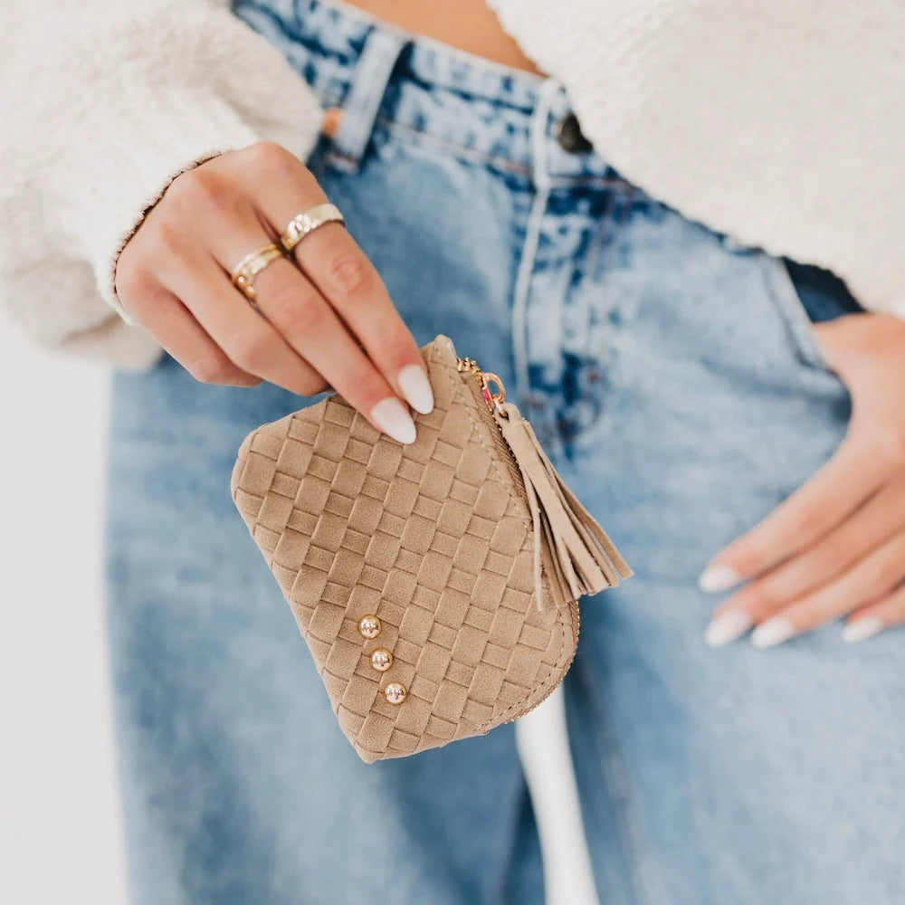 Suede Paris Card Wallet