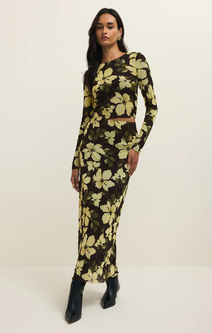 Eda Ren Floral Mesh Maxi Skirt