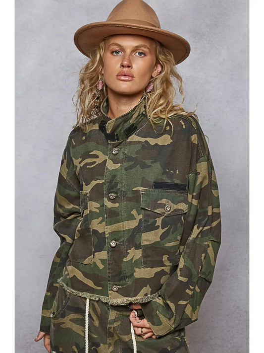 Oversized semi-crop camo jacket