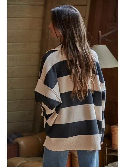 Knit Striped Turtleneck