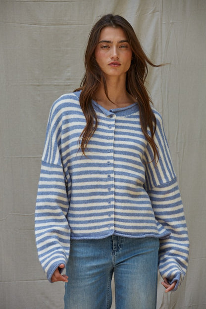 Striped Buttondown Cardigan