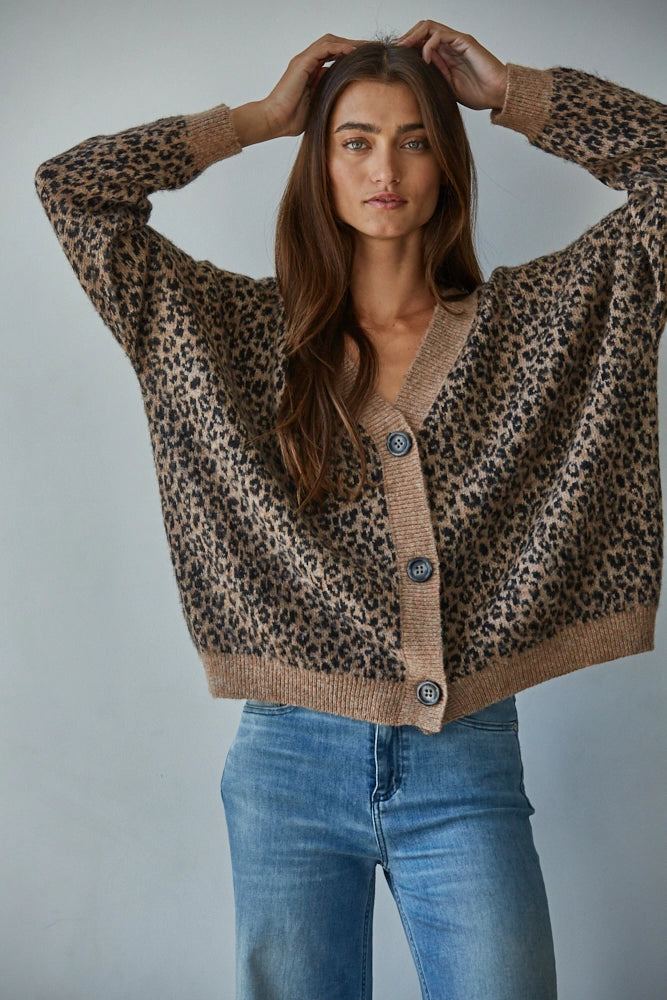 V-Neck Animal Print Cardigan