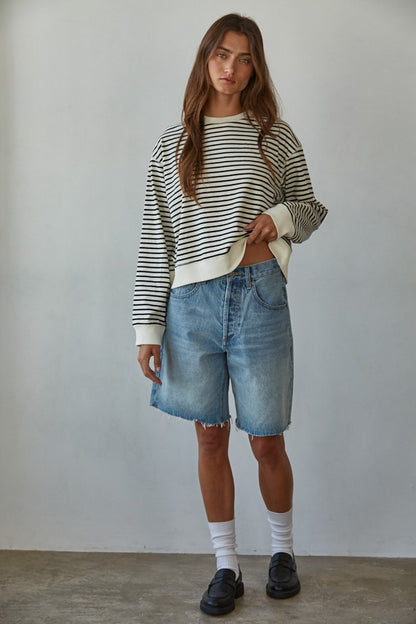 Cotton Striped Crew Neck