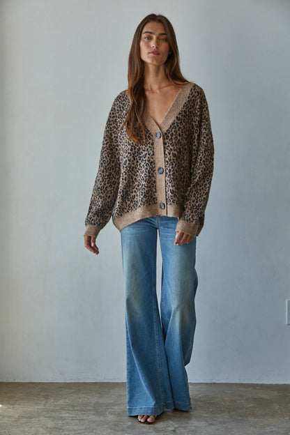V-Neck Animal Print Cardigan