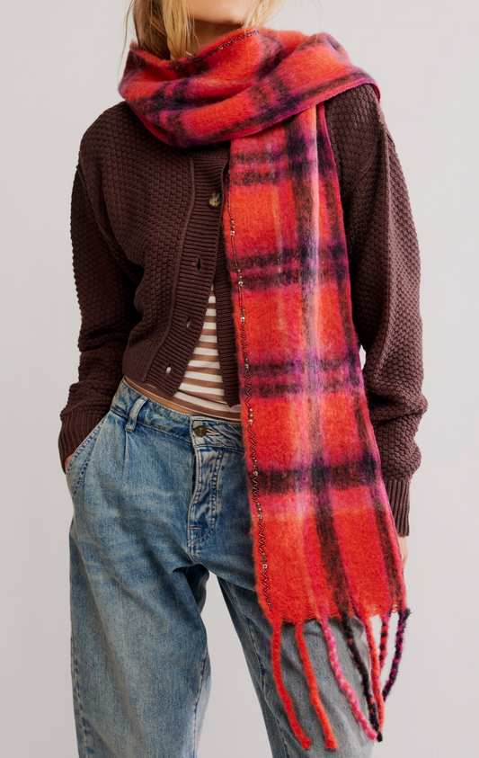 Highland Plaid Skinny Scarf