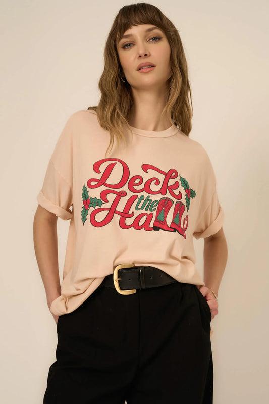 Deck The Halls Tee, Fitch Pink