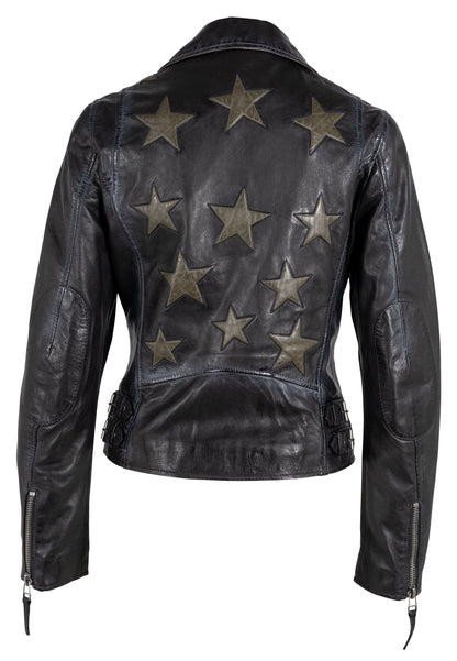Christy Star Detail Leather Jacket