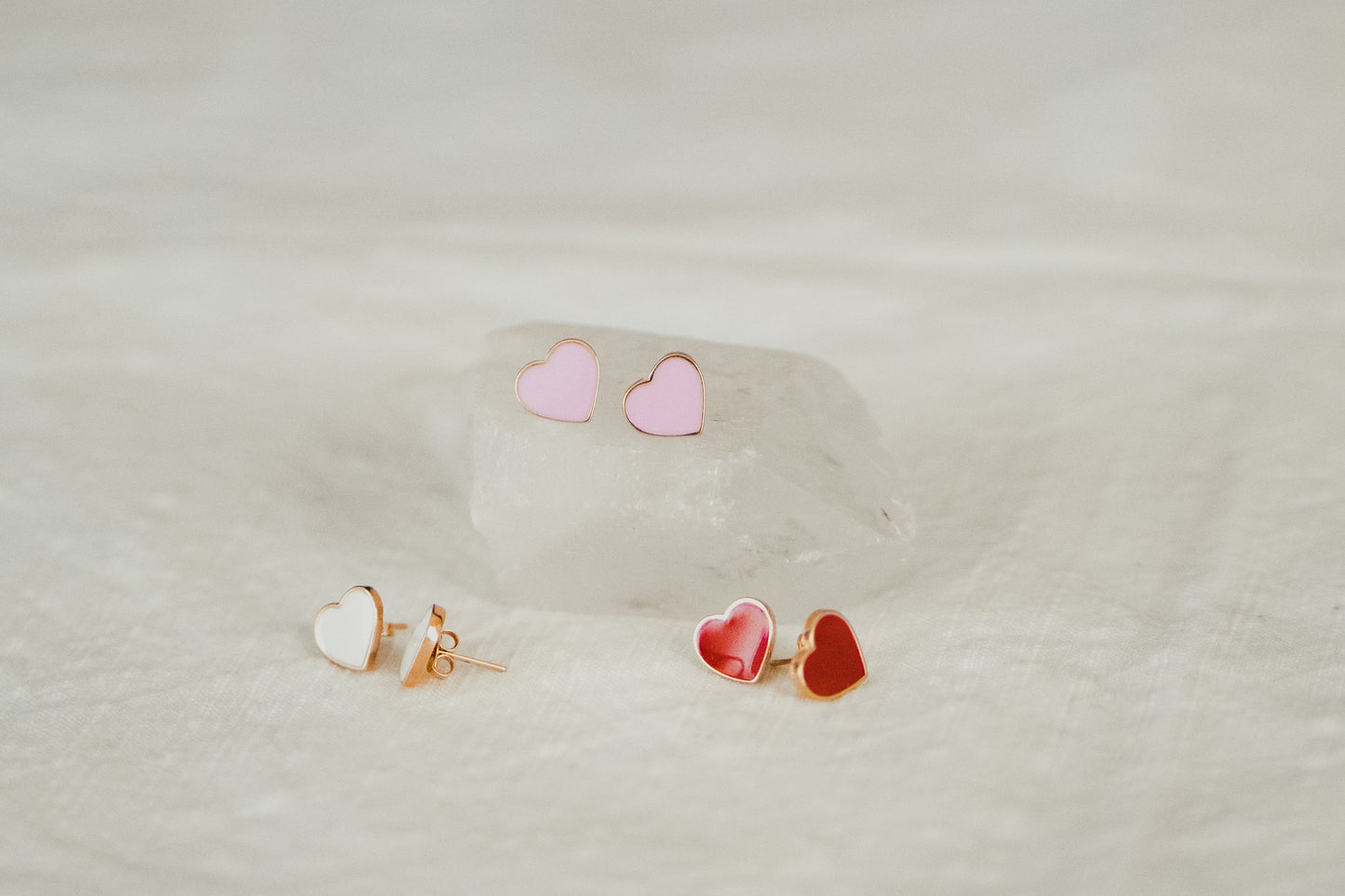 Enamel Heart Studs