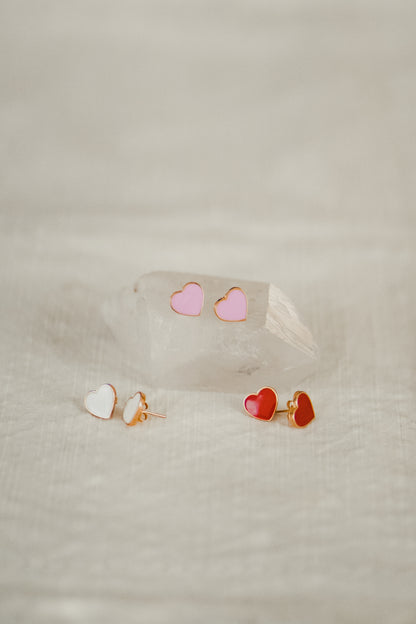 Enamel Heart Studs